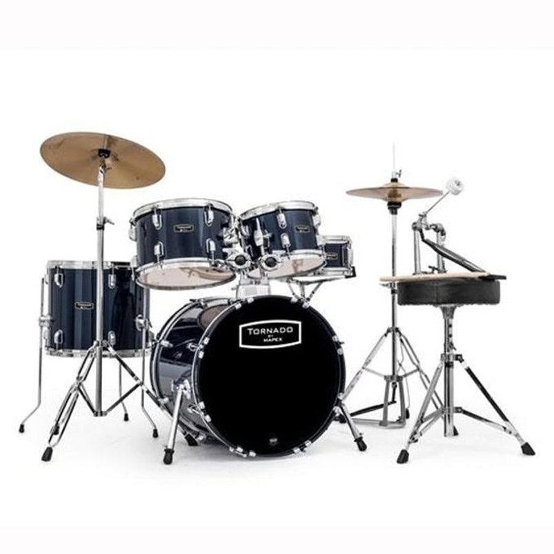 Mapex Tornado 18 Blue + Talerze + Stołek - Perkusja dla dzieci 6-9 lat