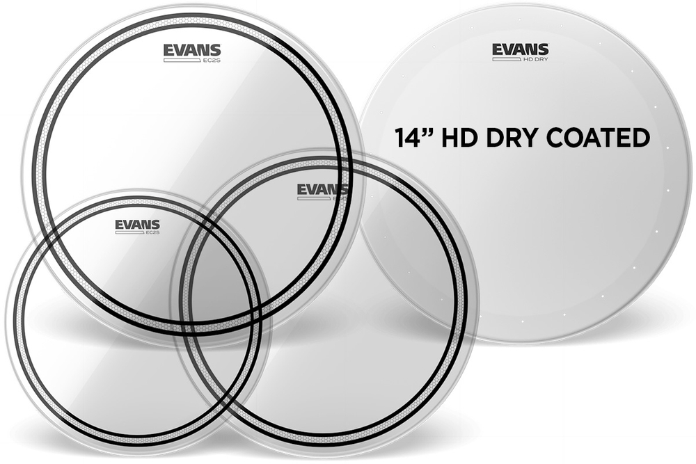 Evans Pack EC2S Clear 10 12 14 + Evans HD Dry 14